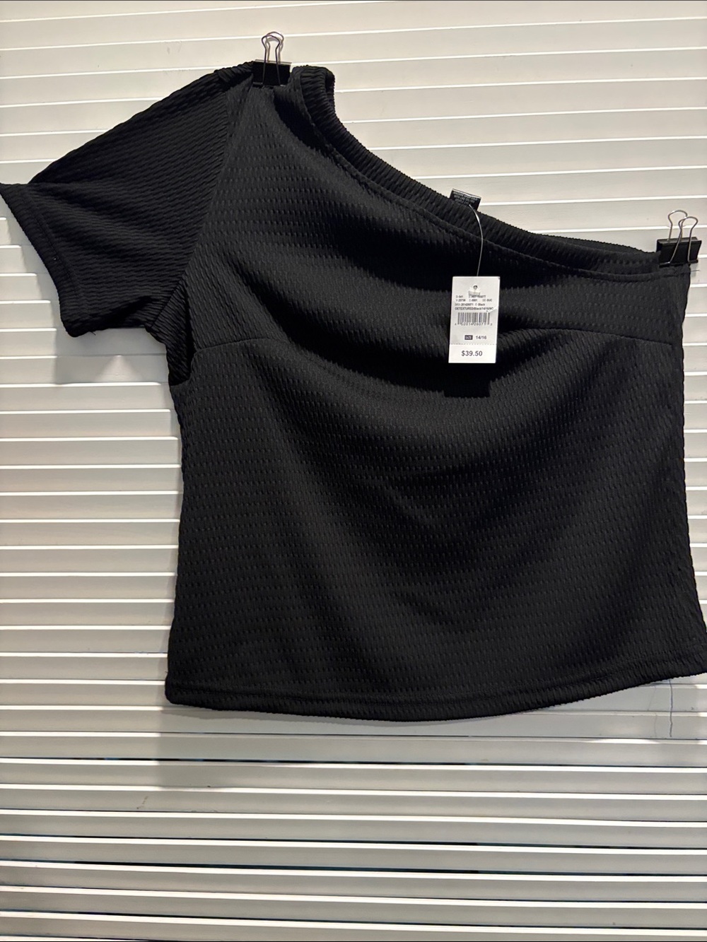Ashley Stewart Black One-Shoulder Mini Skirt